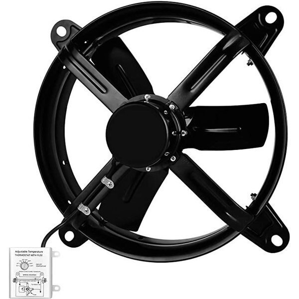 14 inch Ventilation Fan Air Circulator with Thermostat, Ipower, Mfr#: HIFANXVENTIL14THEMOT